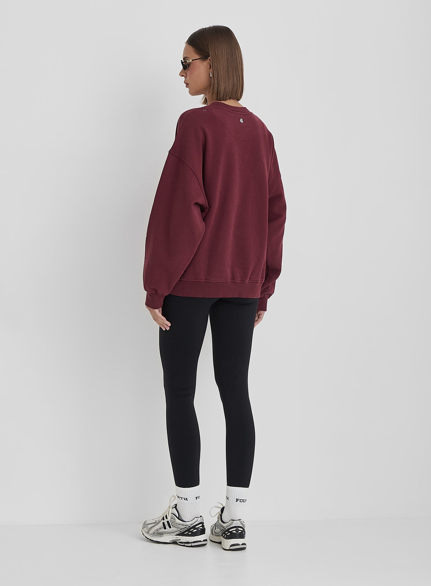 Burgundy Distressed Fourth Slogan Oversized Sweatshirt